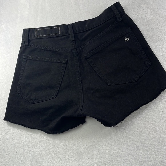 Rag & Bone 25, 0 Black Short Fray Raw Hem High Rise‎ 100% Cotton Denim Shorts - Picture 10 of 11